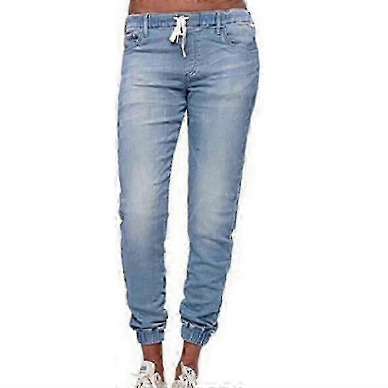 Damen Casual Elastische Taille Denim Jogginghose