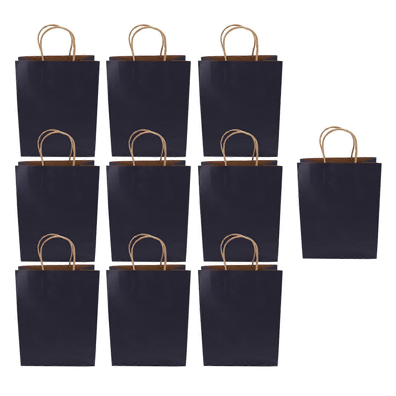 10Pcs Kraft Paper Bag Handle for Bread and Food Packaging Dark Blue