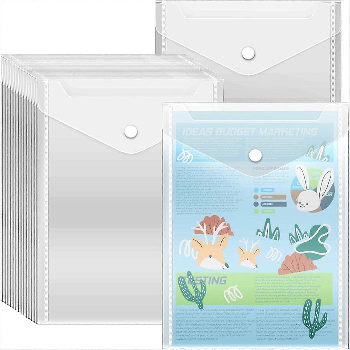 20 Pcs Small Plastic Envelopes with Snap Closure,Reusable Stamp and Die Storage Pockets, Waterproof