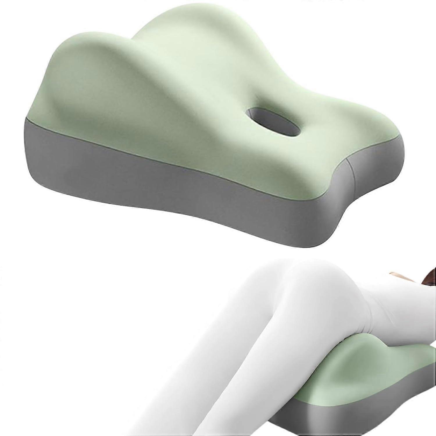 Ergonomic 3D Curved Couples Pillow and Memory Foam Butt Cushion for Sitting and Lying at Home Green