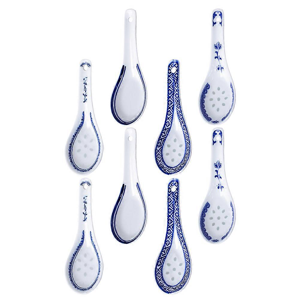 Chinese Porcelain Soup Spoon Set for Kitchen Use 8Pcs Ceramic