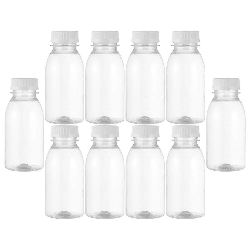 Plastic Smoothie Bottles for Home 10Pcs Transparent Milk Bottle with Lids