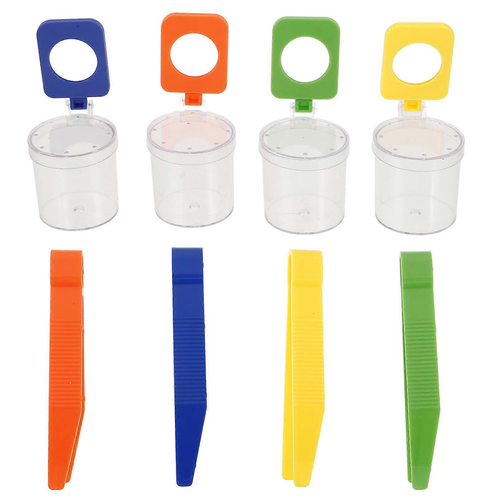 Plastic Insect Viewer Container Jar with Magnifier for Children 8Pcs
