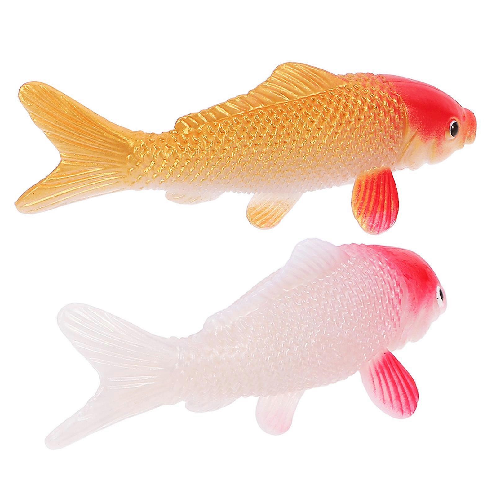 Koi Fish Statue Artificial Fish Miniature Aquarium Decoration 2Pcs