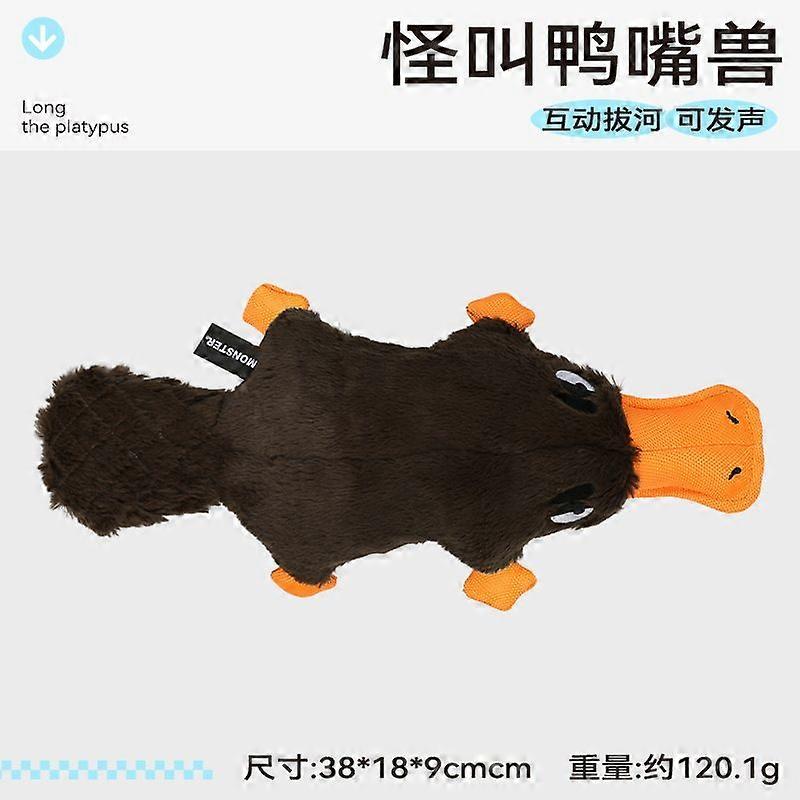 Platypus Squeaky Interactive Dog Plush Toy - Crinkle Paper with Realistic Sound, Durable Indoor Outdoor Tug-of-War Toy, Training Reward for Small, Med