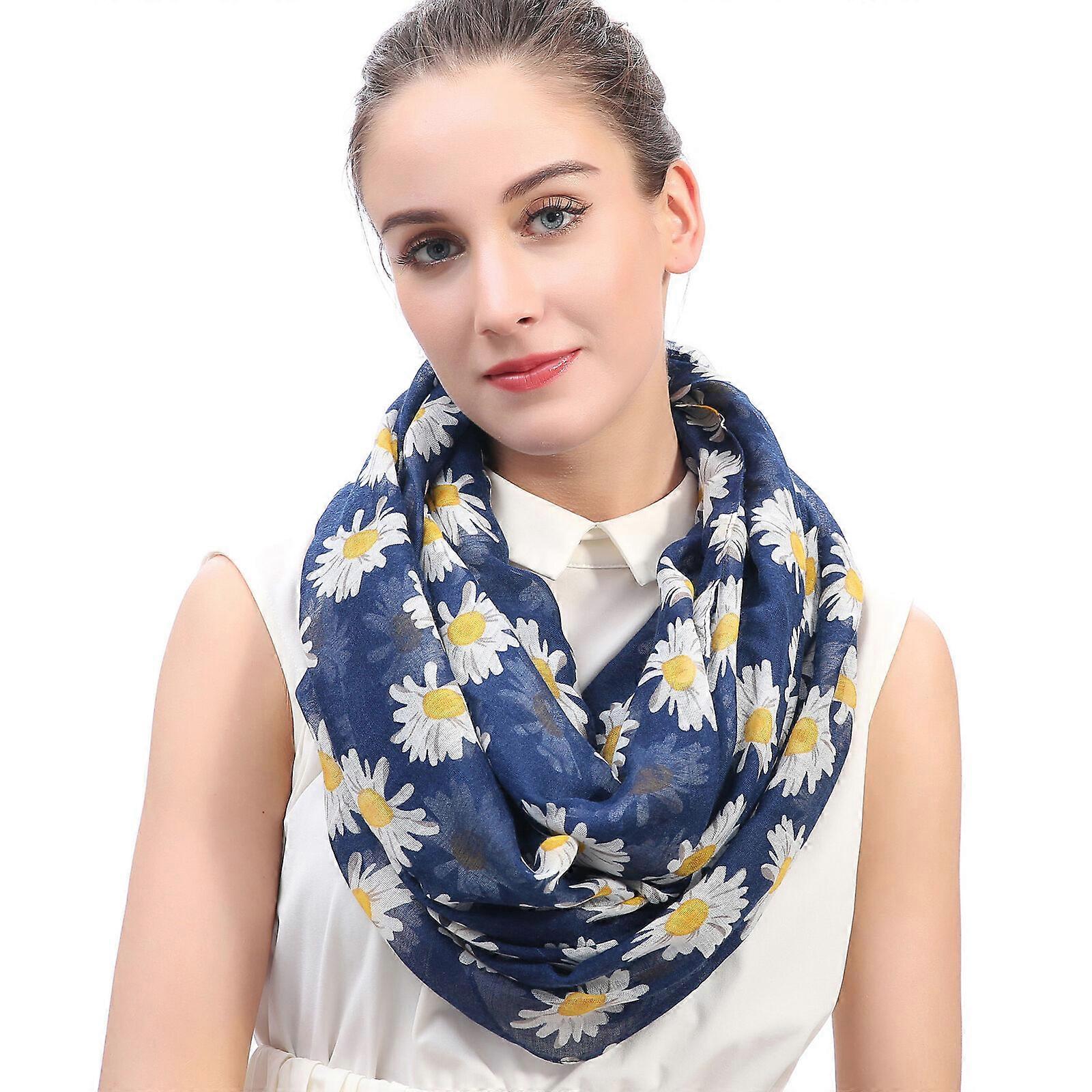 Daisy Floral Print Womens Infinity Loop Tube Scarf