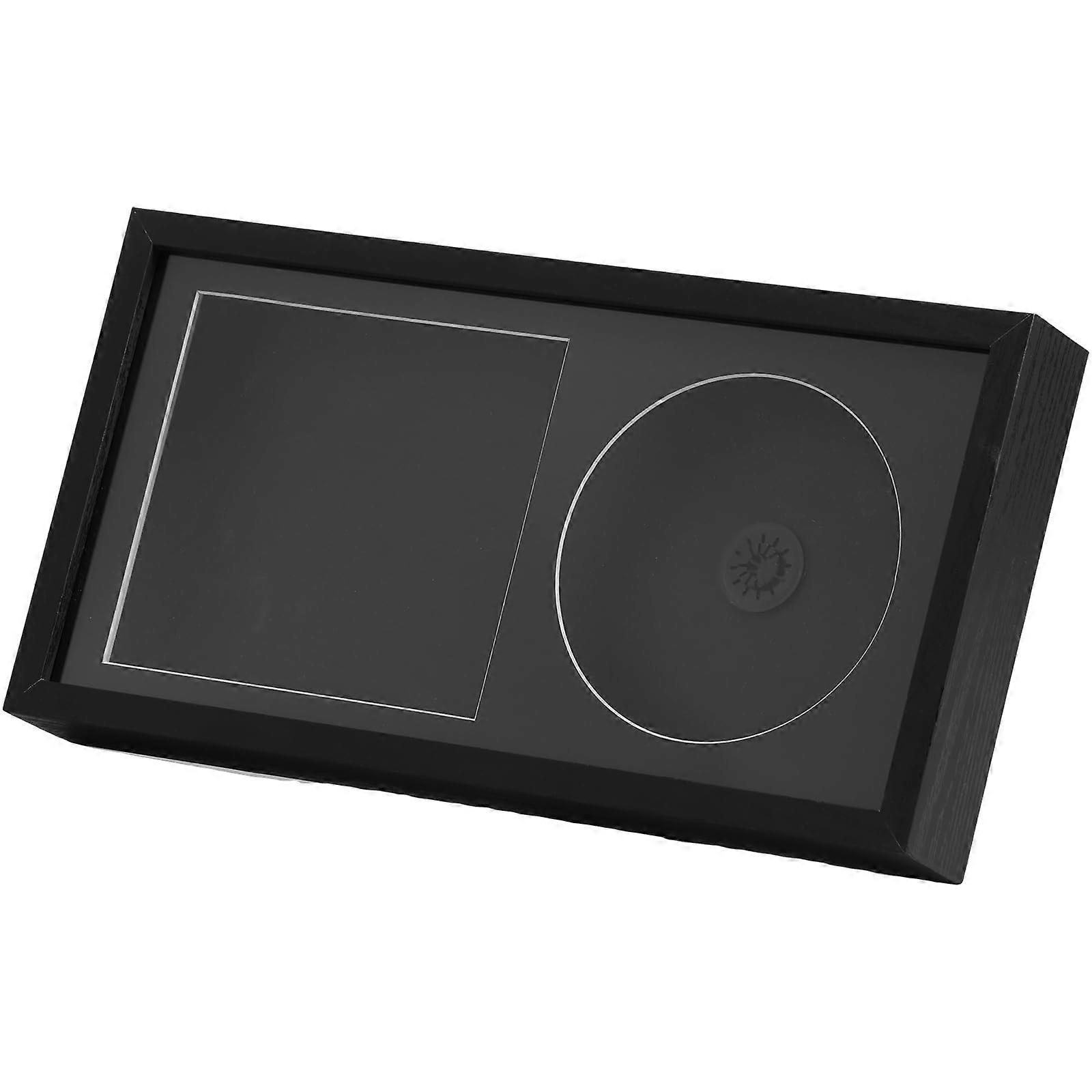 CD Display Frame for Signed CDs, Wooden Black Wall or Desk Mount Storage, Music Studio Gift
