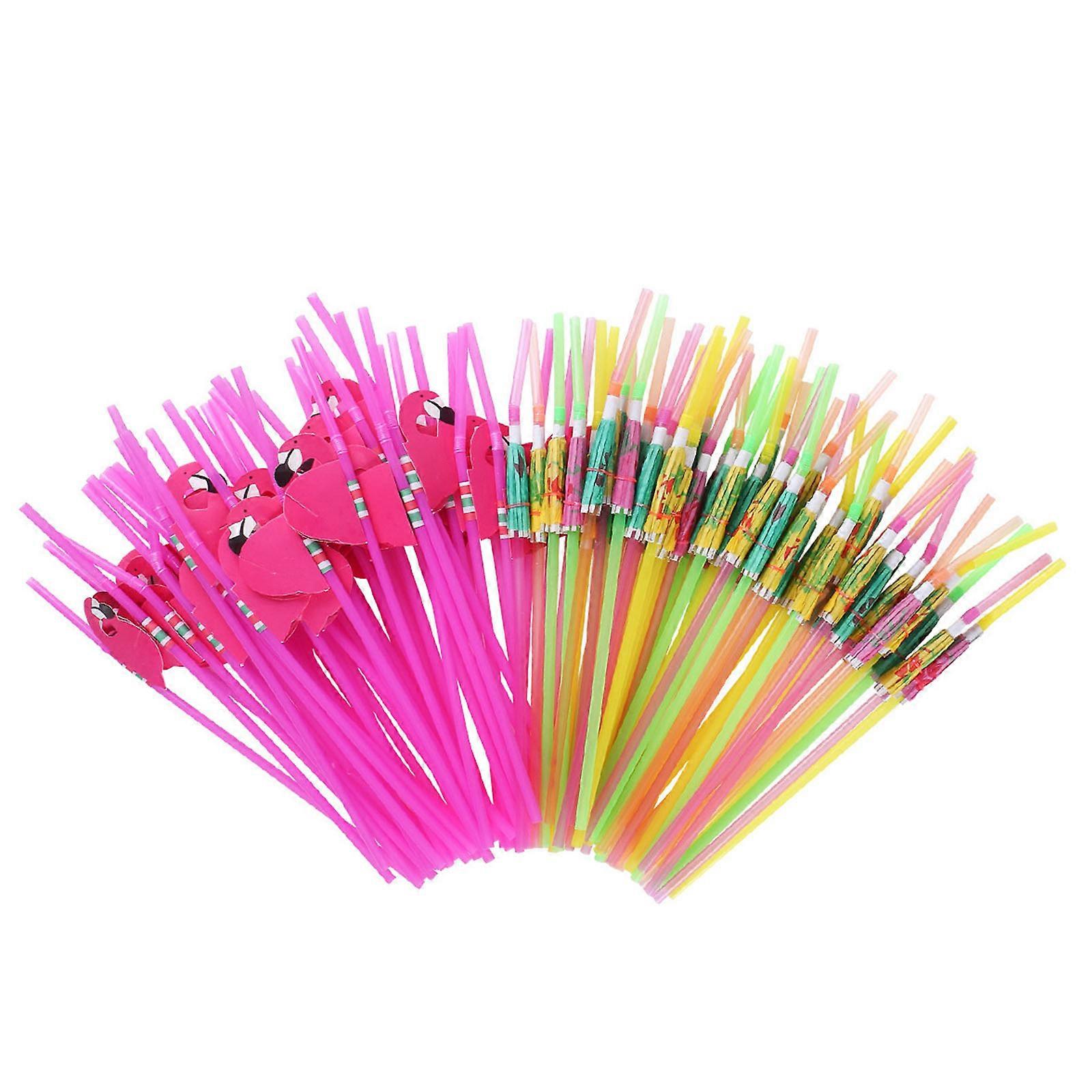Flamingo Drinking Straw Straws Set for Drinking Use 100Pcs