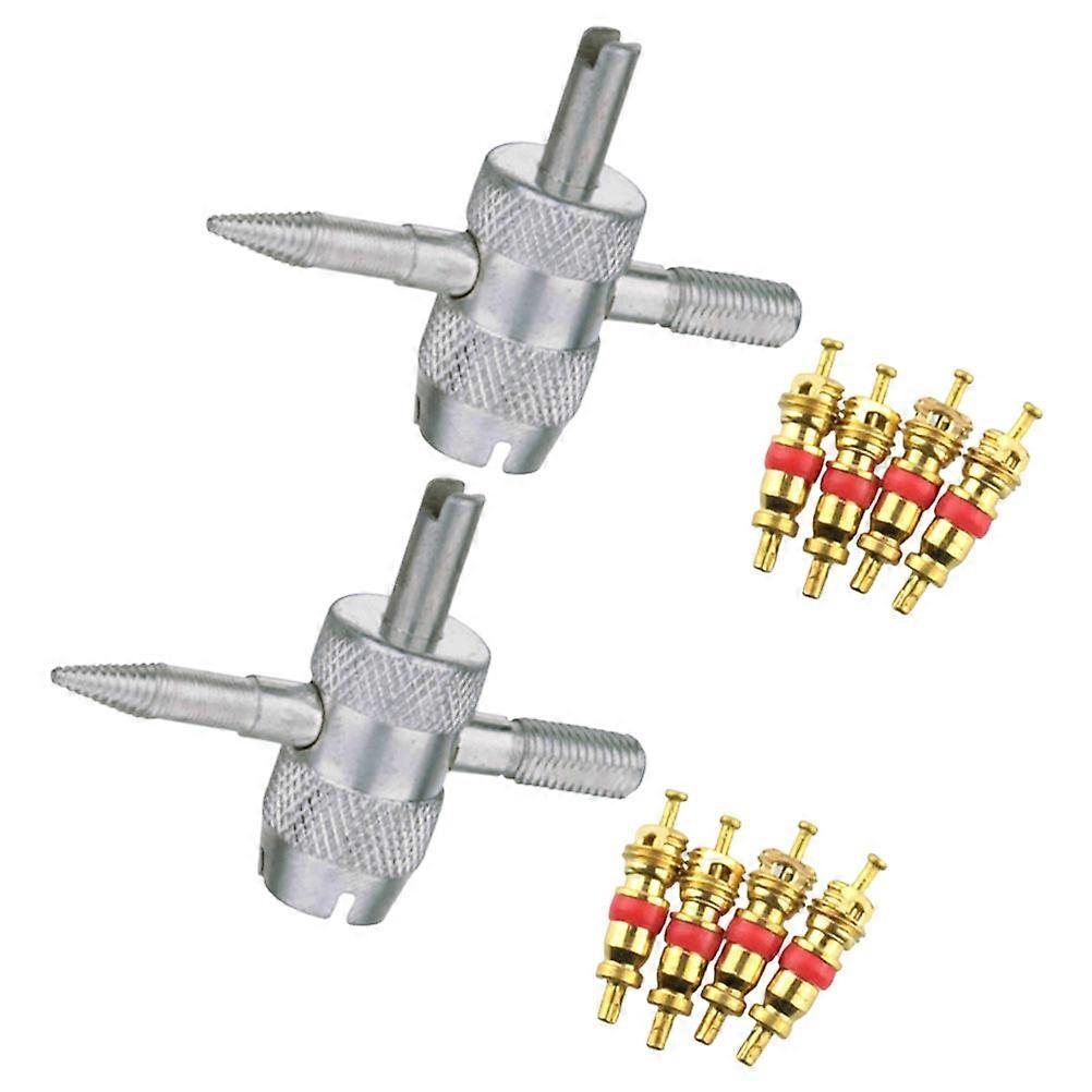 Car Tire Valve Tools 4-in-1 Core Remover Multifunctional Wrench 2Sets Kit