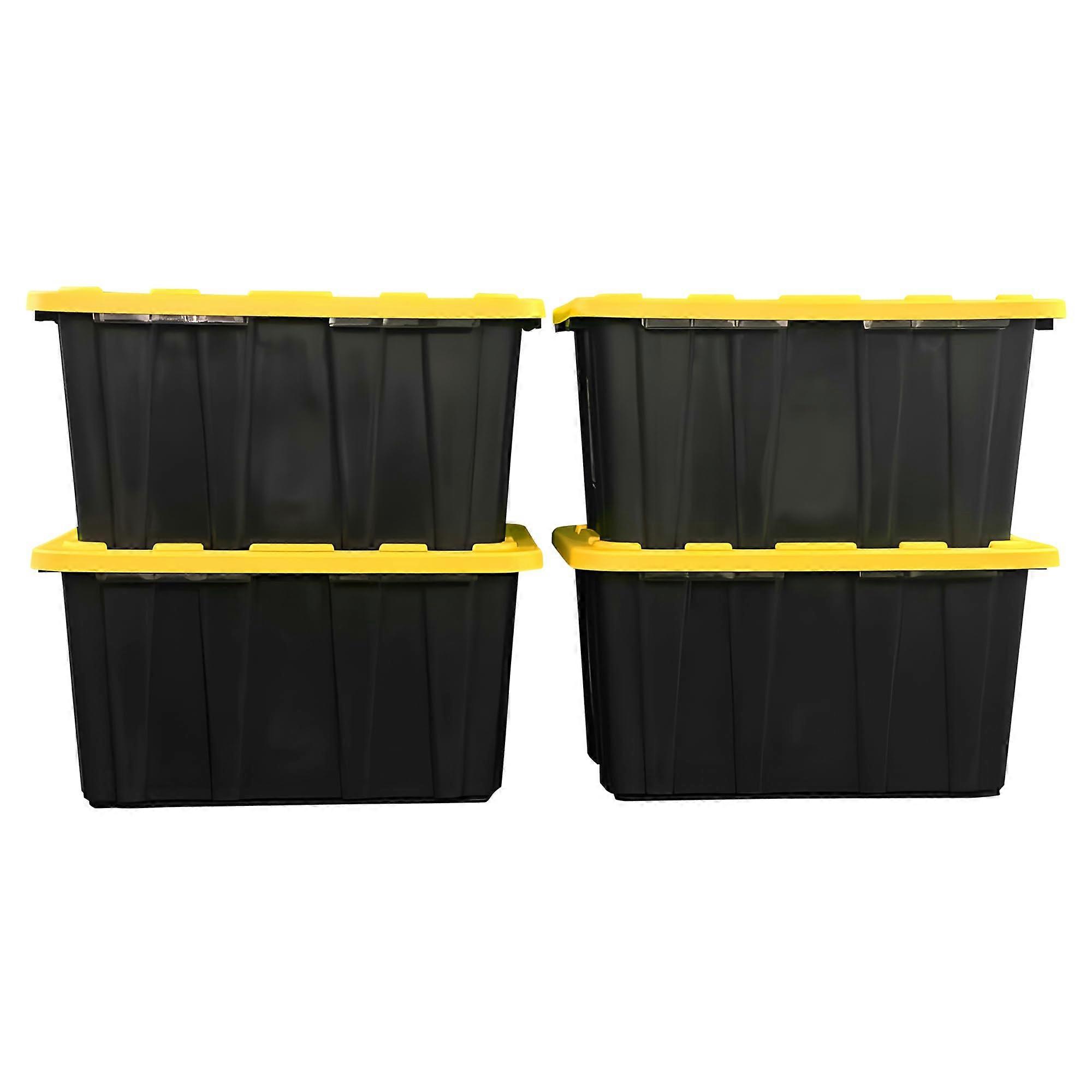 27 Gallon Heavy Duty Storage Bins with Lids, Stackable WeatherResistant Totes, 4 Pack