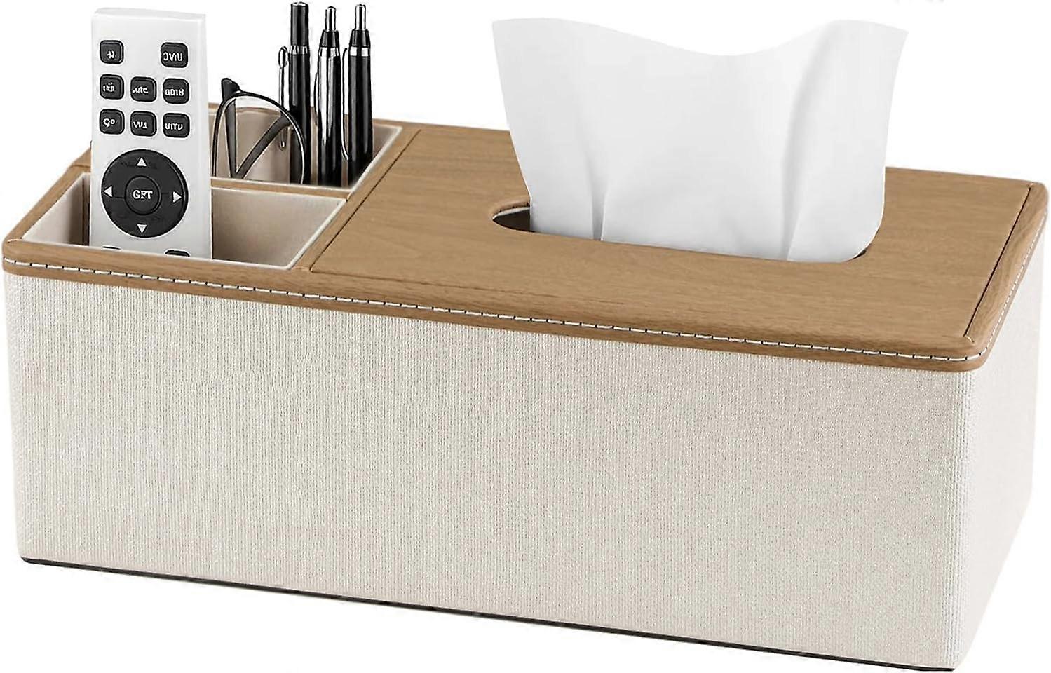 Tissue Box Home Office Rectangular Tissue holder with Remote Control Storage Organizer Box Desktop Storage Organizer Dispenser for Tabletop, Bathroom