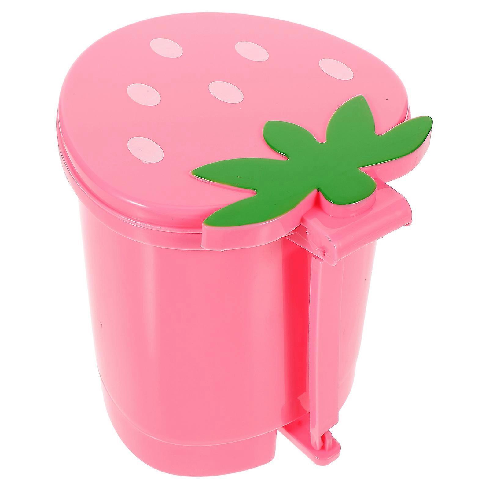 Pink Mini Trash Bin Creative Rubbish Bin for Home Use with Cartoon Shape