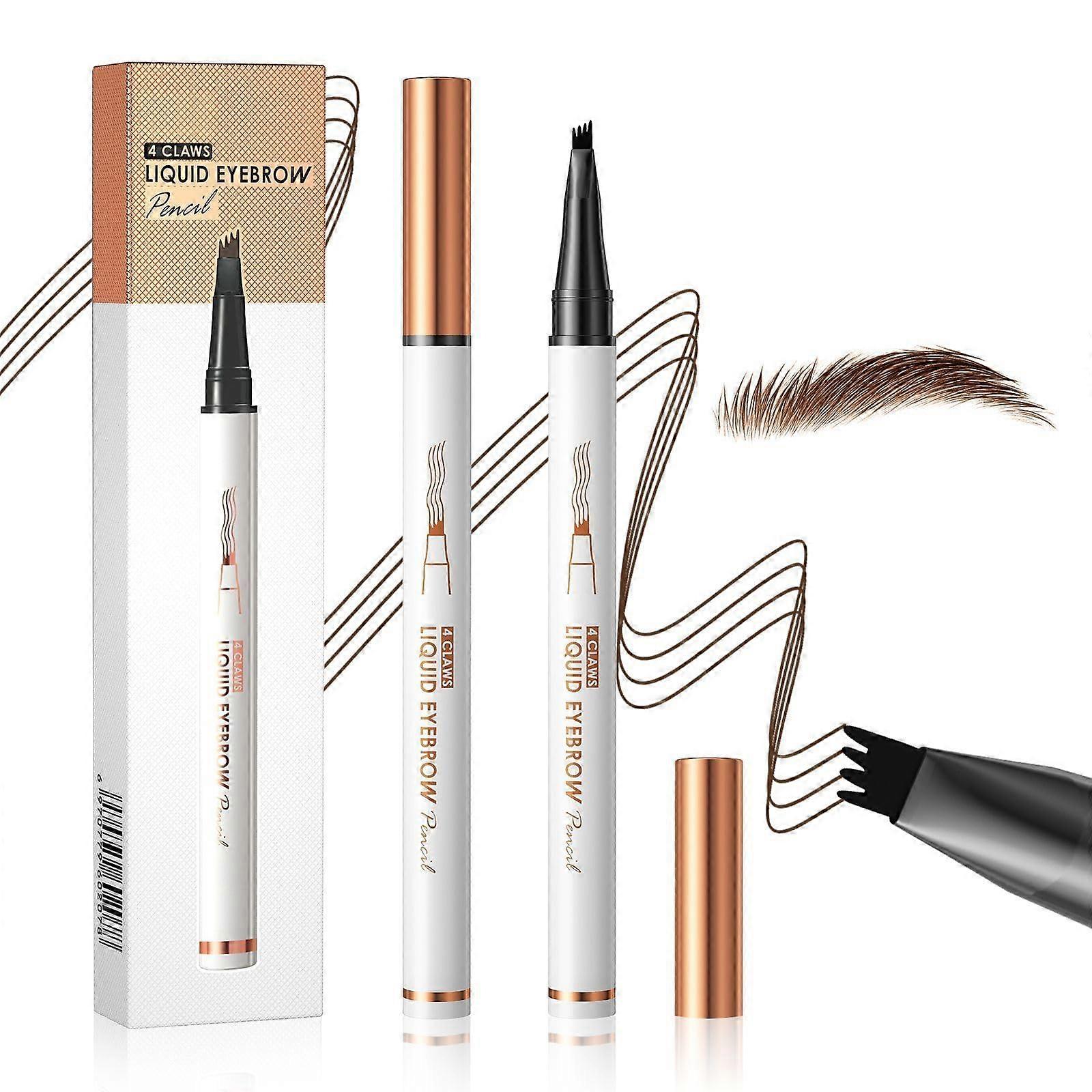Waterproof Microblading Eyebrow Pencil 4 Tip Dark Brown Long Lasting Natural Microblade Effect