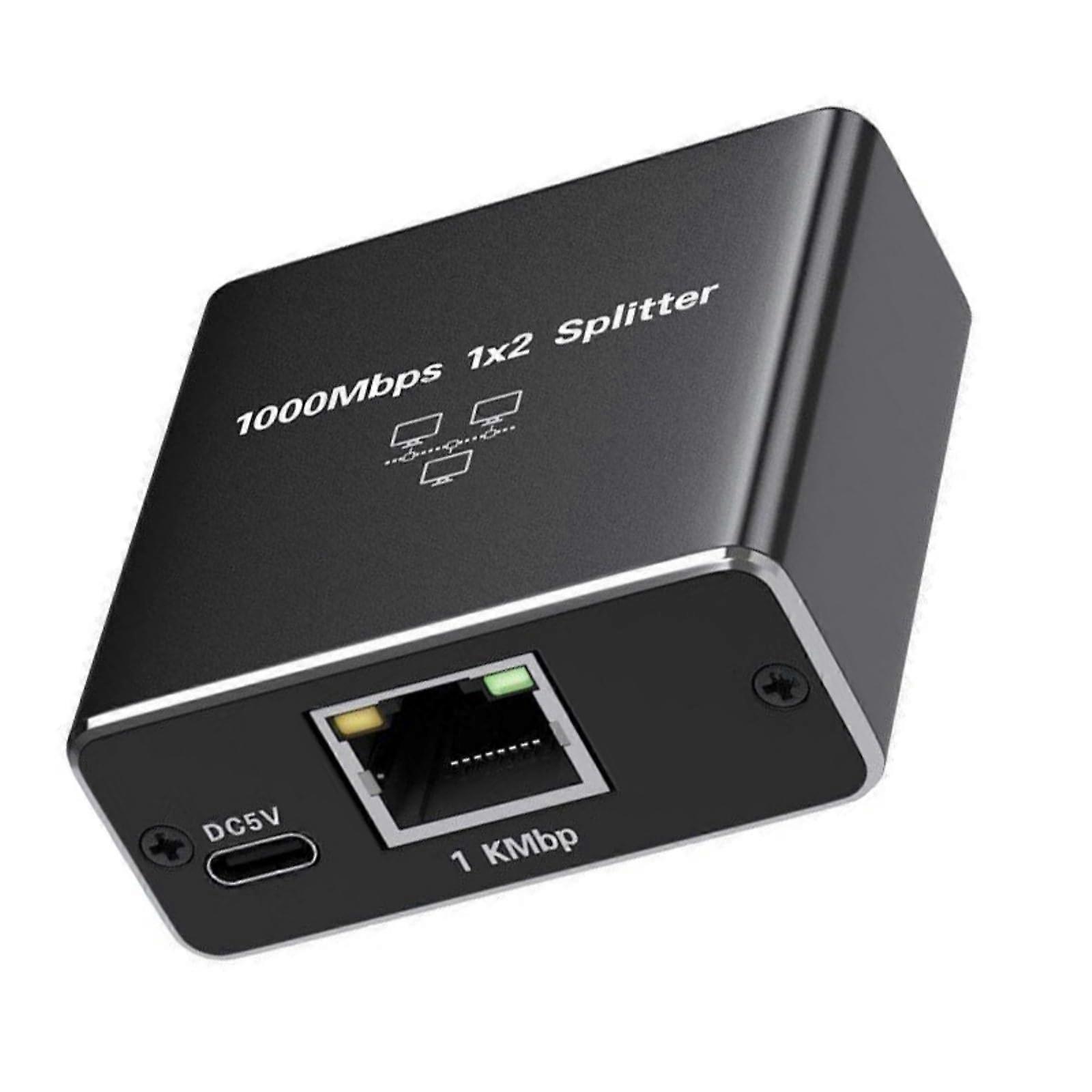 Gigabit Ethernet Splitter 1 to 2 RJ45 Network Adapter USB Powered for Multi Device Connectivity