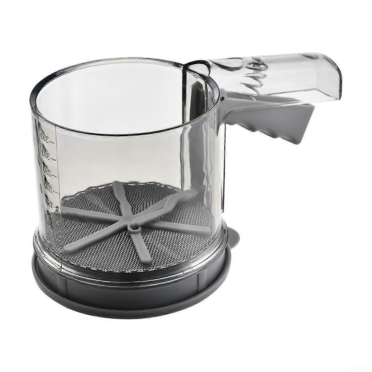 Automatic Hand Press Flour Sifter with DoubleLayer Fine Mesh, OneHanded Baking Sifter for Cakes and Pastry