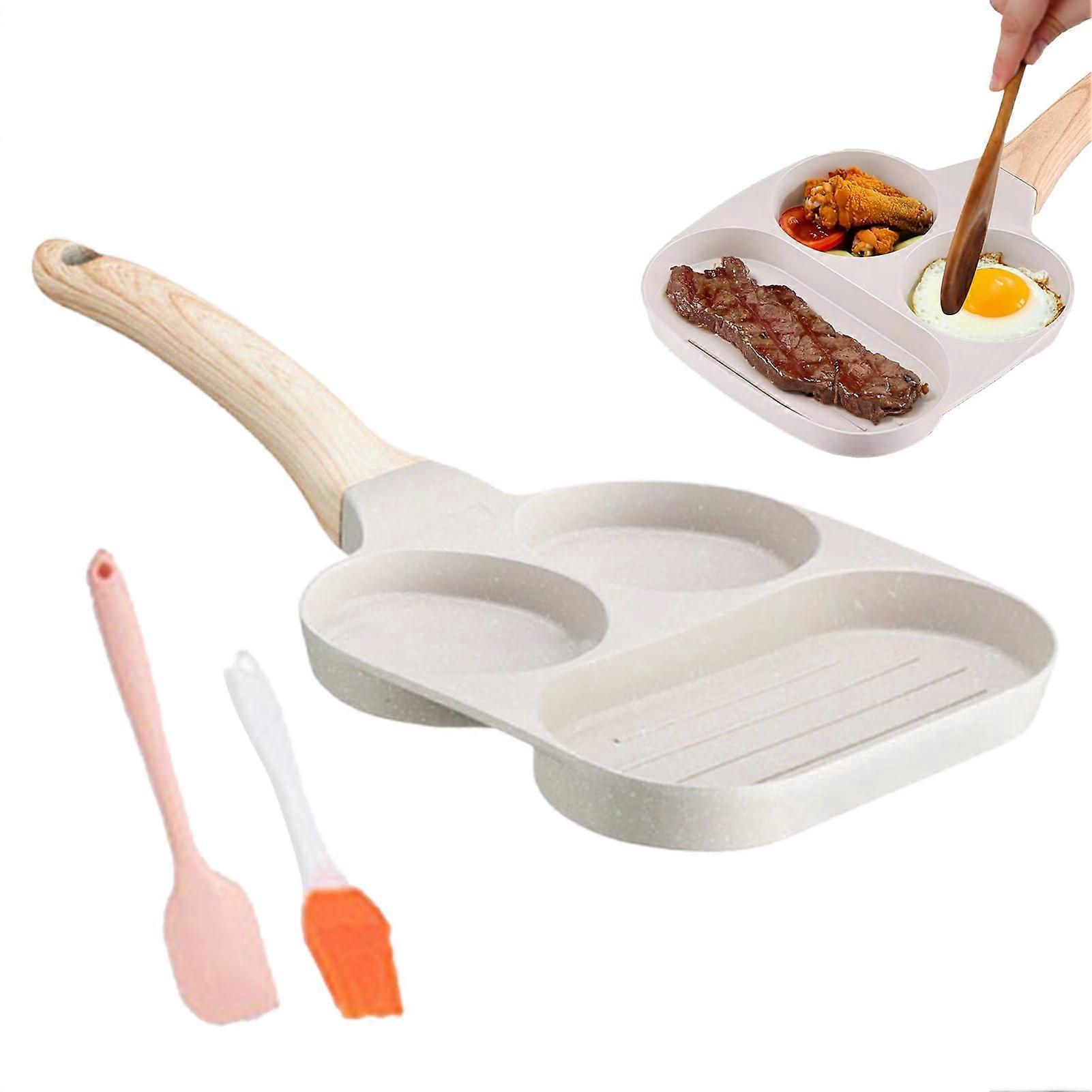 Egg Pan NonStick Triple Compartment Pancake Pan for Induction Cooking and Quick Breakfasts