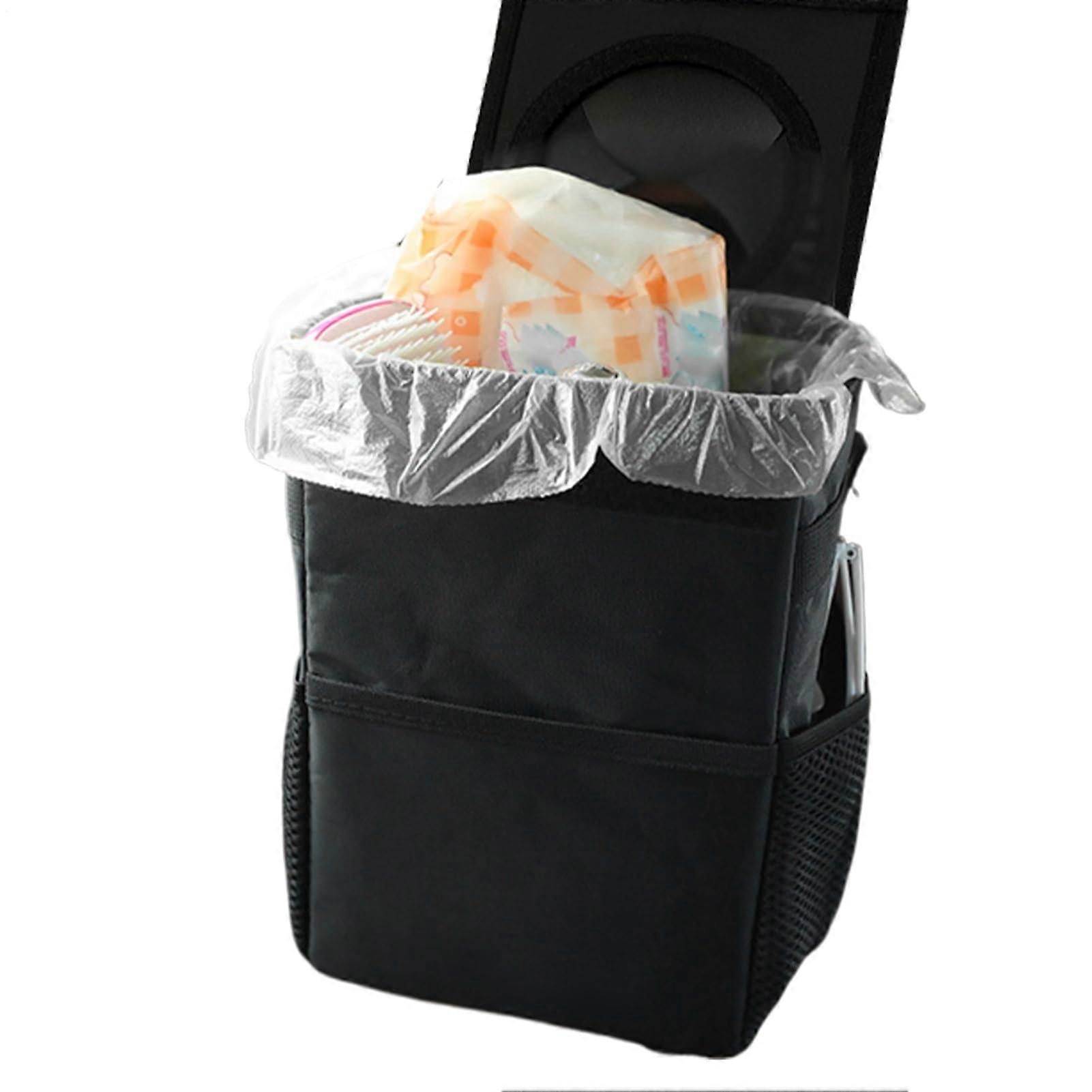 Car Trash Can with Lid, Foldable Leakproof Garbage Bin Organizer for Road Trips