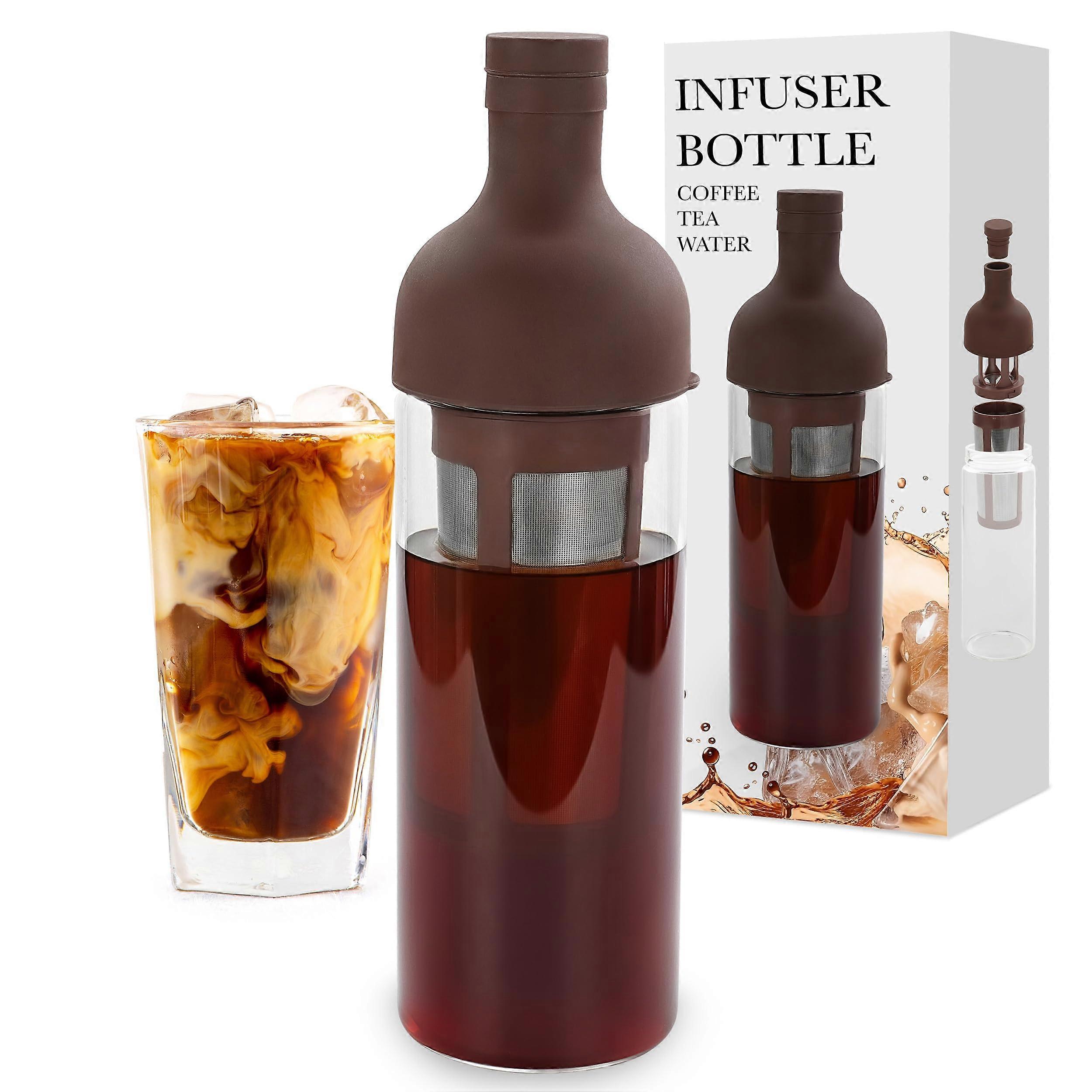 Cold Brew Coffee Maker 27oz Wine Bottle Shape Glass Pitcher with Removable Filter for Iced Tea