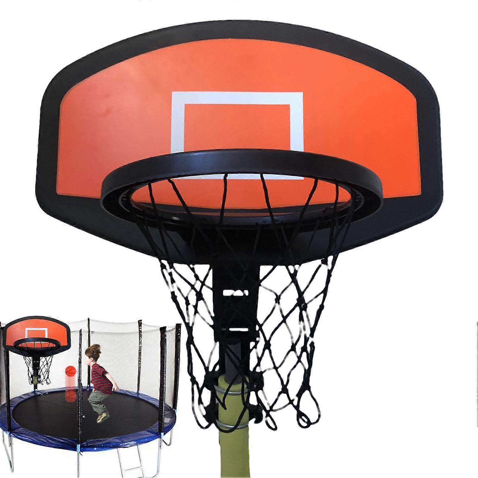 Trampoline Basketball Hoop Attachment Set for Kids, Adjustable Height, Easy Strap Installation