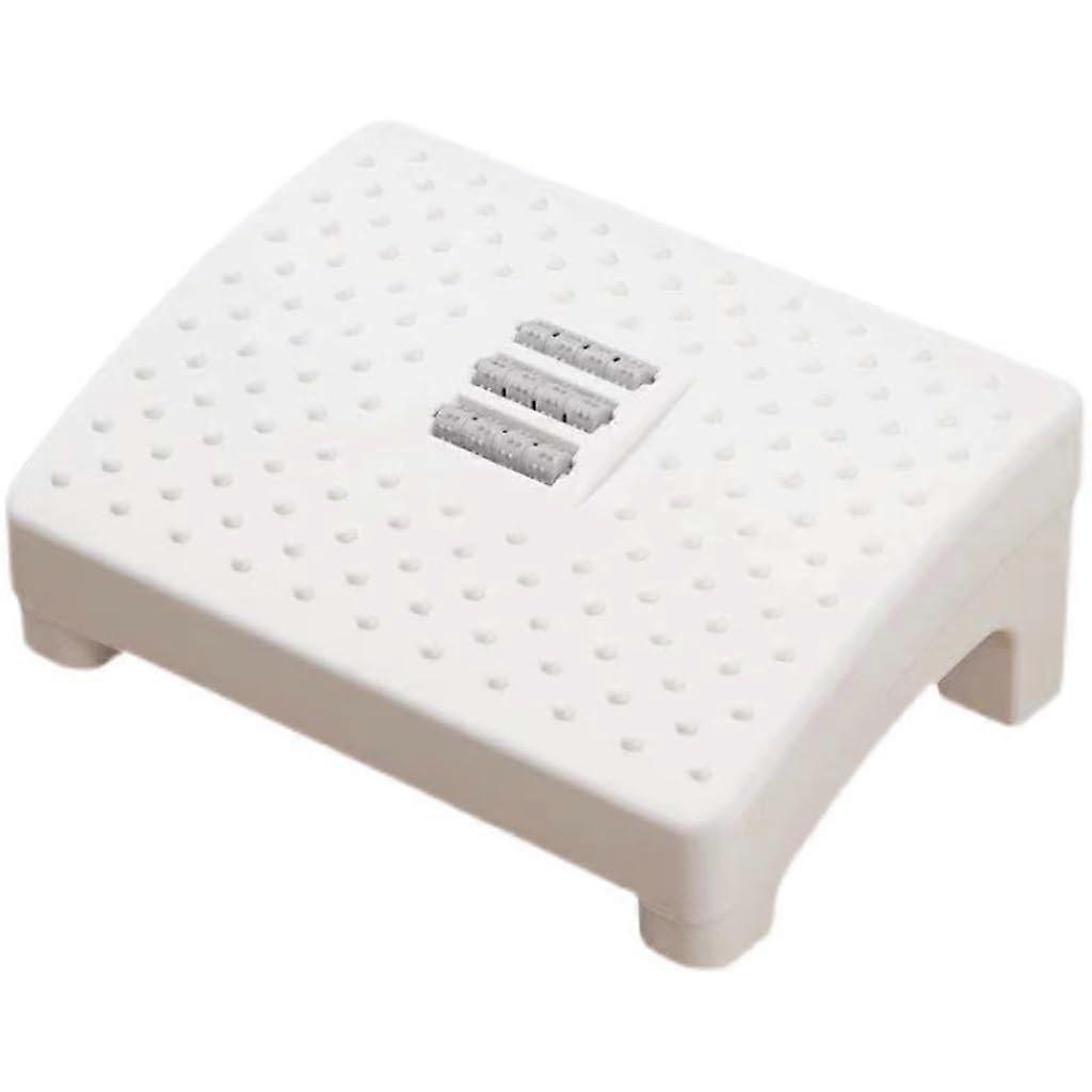 Under Desk Foot Rest with Massage Rollers, Ergonomic Foot Support Stool for Office, White