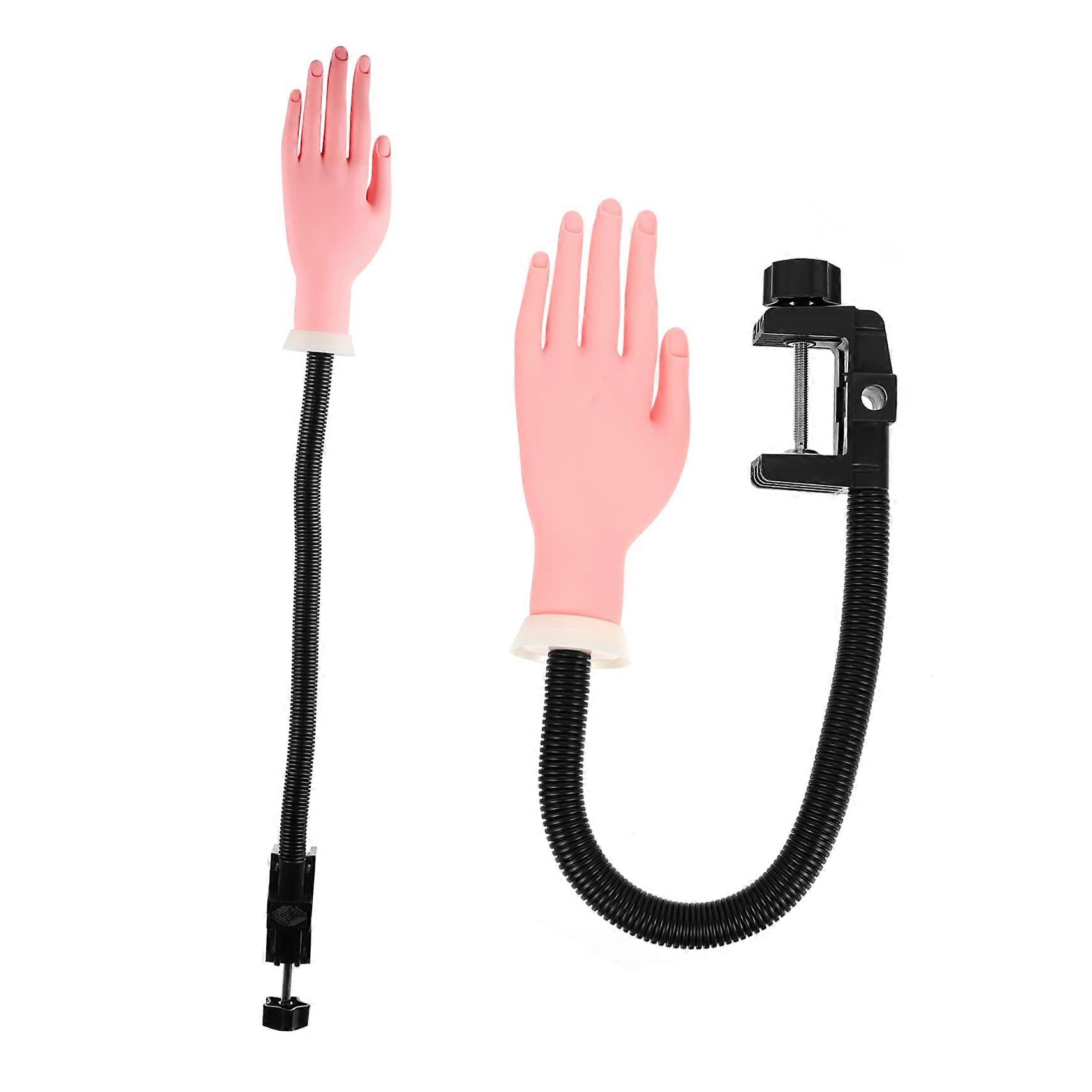 Flexible Nail Practice Hand Model with Nail Tips, Realistic Reusable Manicure Training Hand