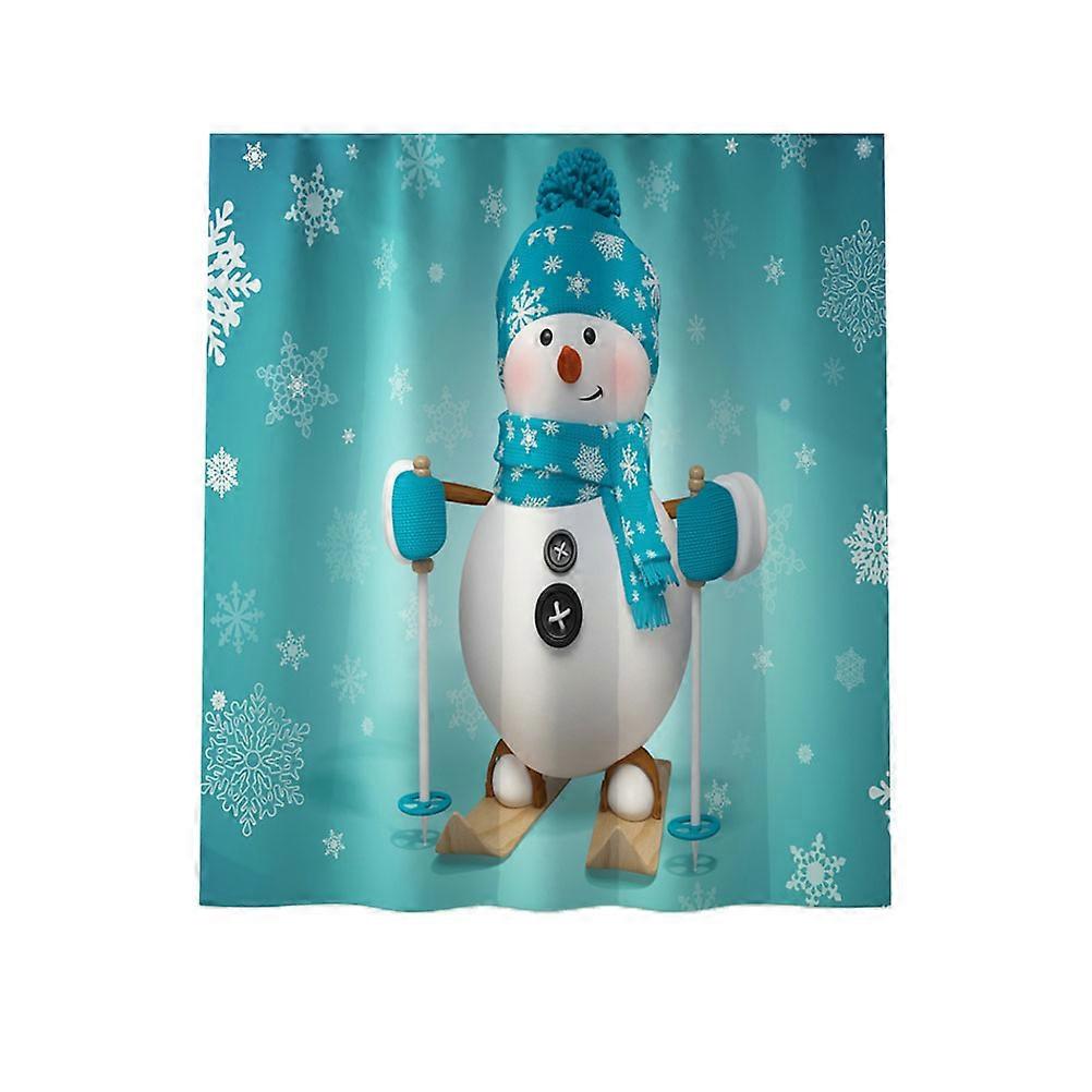 Polyester Snowman Shower Curtains Waterproof Design for Bathroom 3Pcs