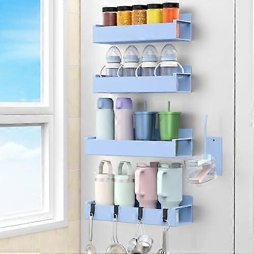 Suporte magnético para garrafa de água para geladeira, organizador de copos Stanley e garrafas térmicas para cozinha, pacote com 4 unidades, azul claro.