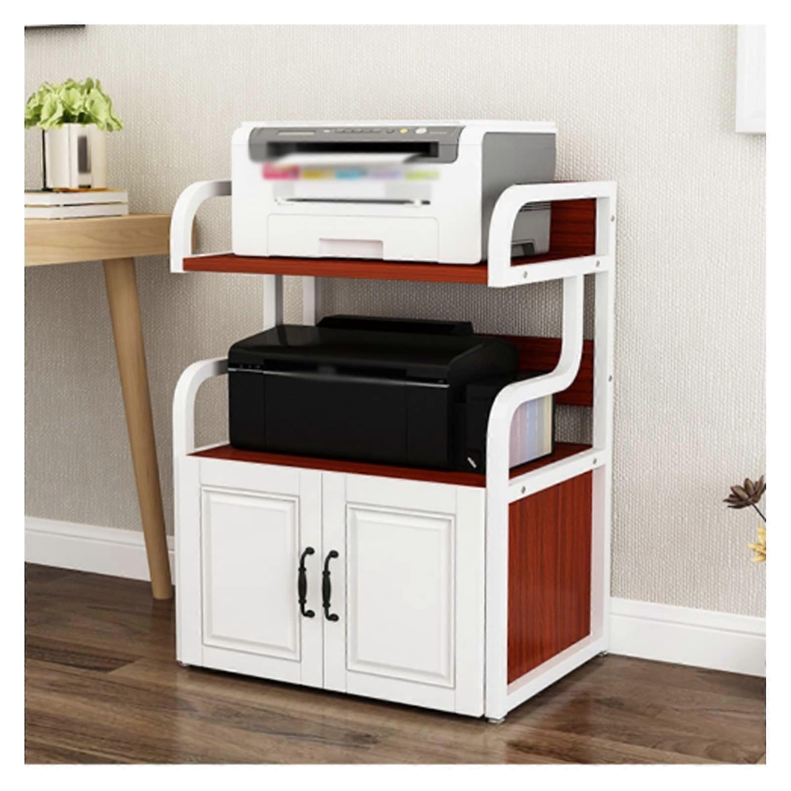 Mobile Printer Stand 3 Tier Storage Shelves Rolling Printer Table for Home Office SpaceSaving
