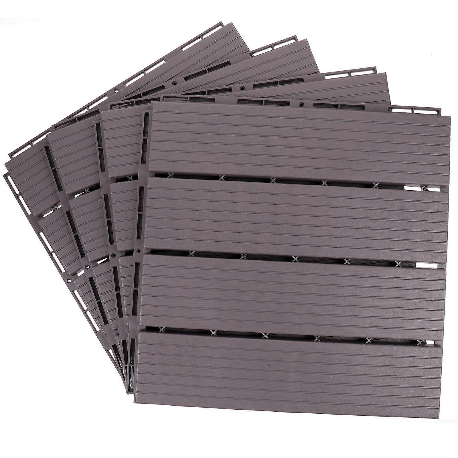 Outdoor Grey Plastic Interlocking Deck Tile for Balcony 4Pcs Set