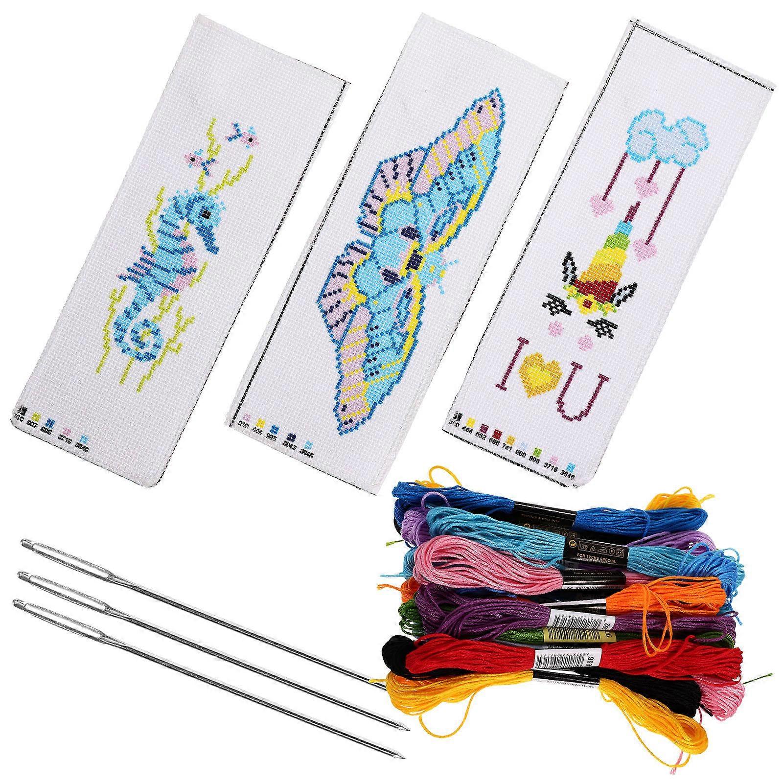 Embroidery Sewing Bookmarks Kit for Decoration 12Sets Polyester Material