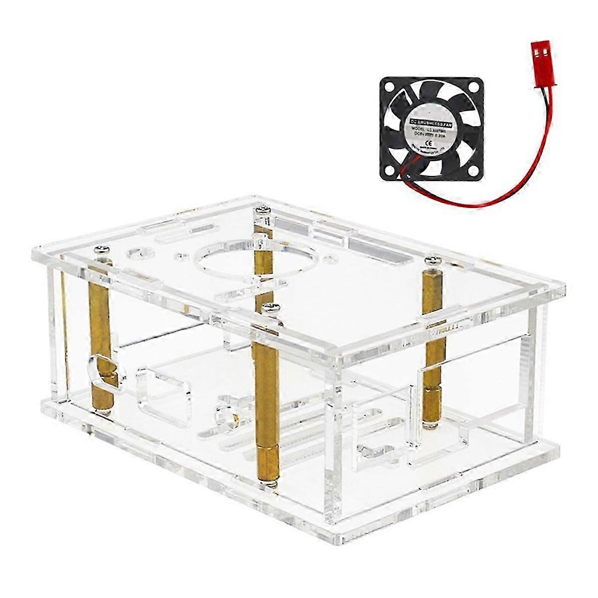 compatible with 4A Case Acrylic Enclosure Transparent Shell with Heatsinks Fan