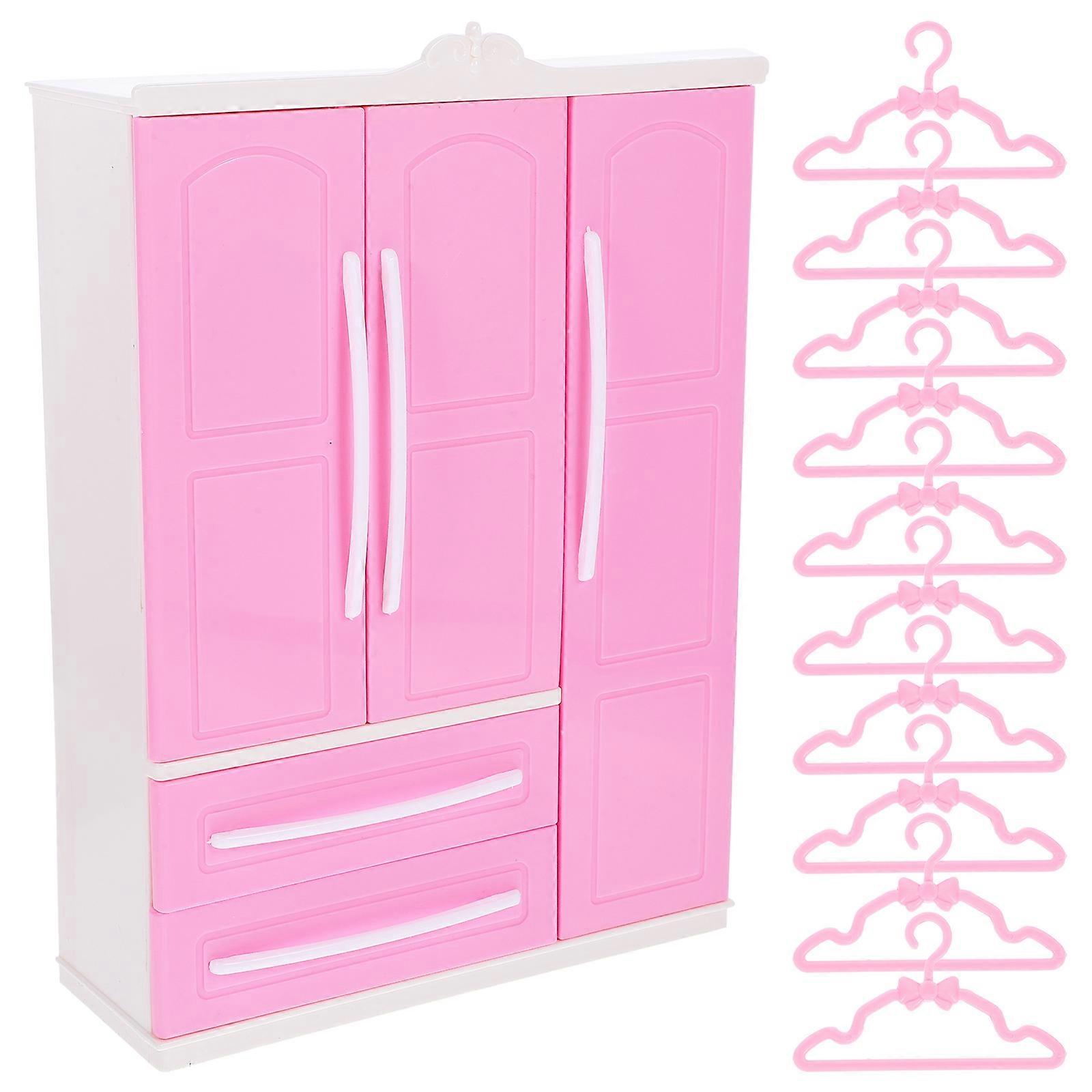 Miniature Wardrobe Model Plastic Organizer for Decoration 1Set Pink