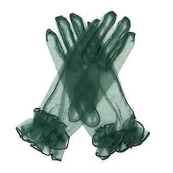 Damen-Rüschen-Tüllhandschuhe, transparente Handgelenkhandschuhe für Hochzeit, Abschlussball, Cosplay, Bühnenkostüm