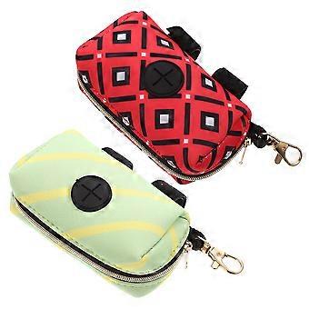 Pet Poop Bag Holder Portable Dog Waste Pouch Carrier Rectangular Green 2Pcs