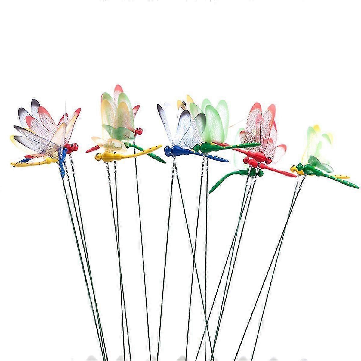 24 Stück 3D-Libellen-Gartendekoration, Libellen-Gartenpfähle
