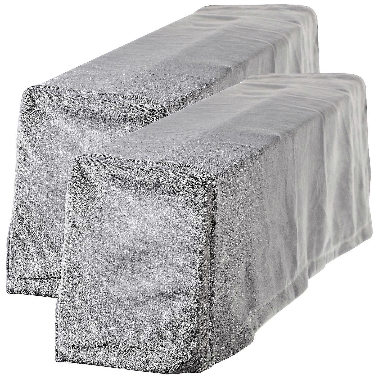 2Pcs Universal Sofa Armrest Cover Elastic Armrest Protector Solid Color Armrest Protective Cloth Grey
