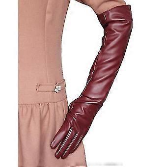 50cm lange Lederhandschuhe Weibliche Simulationshandschuhe Seidenfutter lang über Ellbogen Eleganter Fäustling