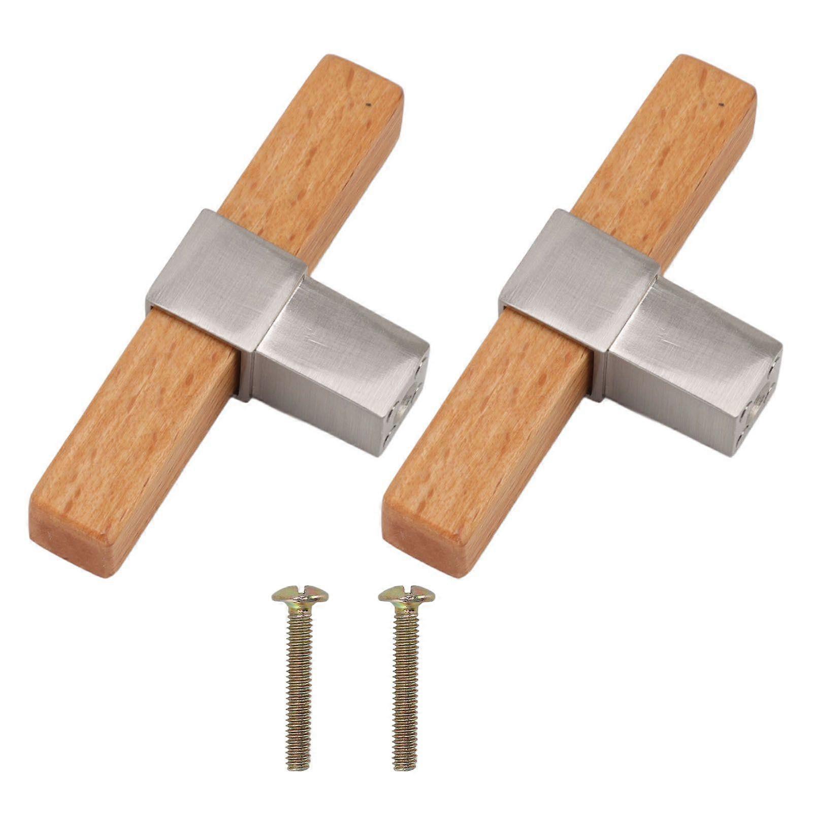 2 Pcs Wooden Cabinet Pulls Single Hole Door Pull Handle Knobs For Kitchen Drawer Cupboard Closet Brushed Silver