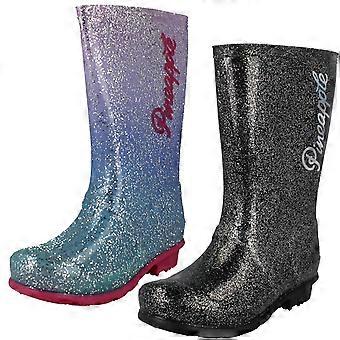 Girls Pineapple Glitter Wellington Boots X1272 - Ombre Synthetic - UK Size 13 - EU Size 32 - US Size 1
