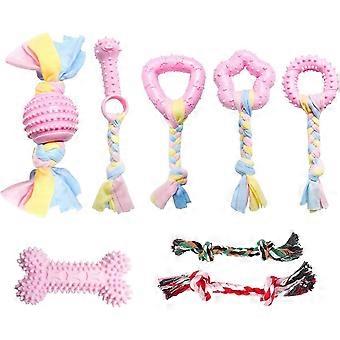 8 piècesEnsemble de jouets pour chiens, jouets à mâcher pour chiens en coton naturel et cadeau en caoutchouc naturel