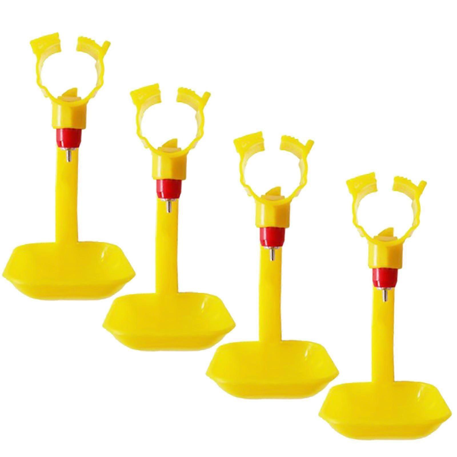 Automatic Hanging Chicken Waterer Cups | 4Pcs Yellow Plastic Set