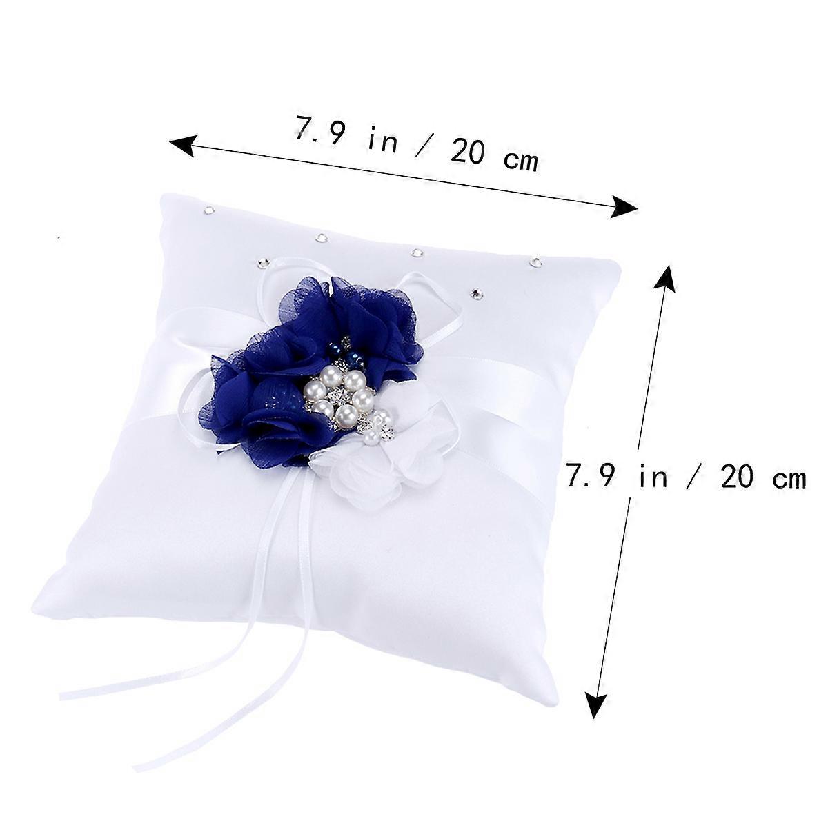 Coussin d'alliances bleu orné pour mariage