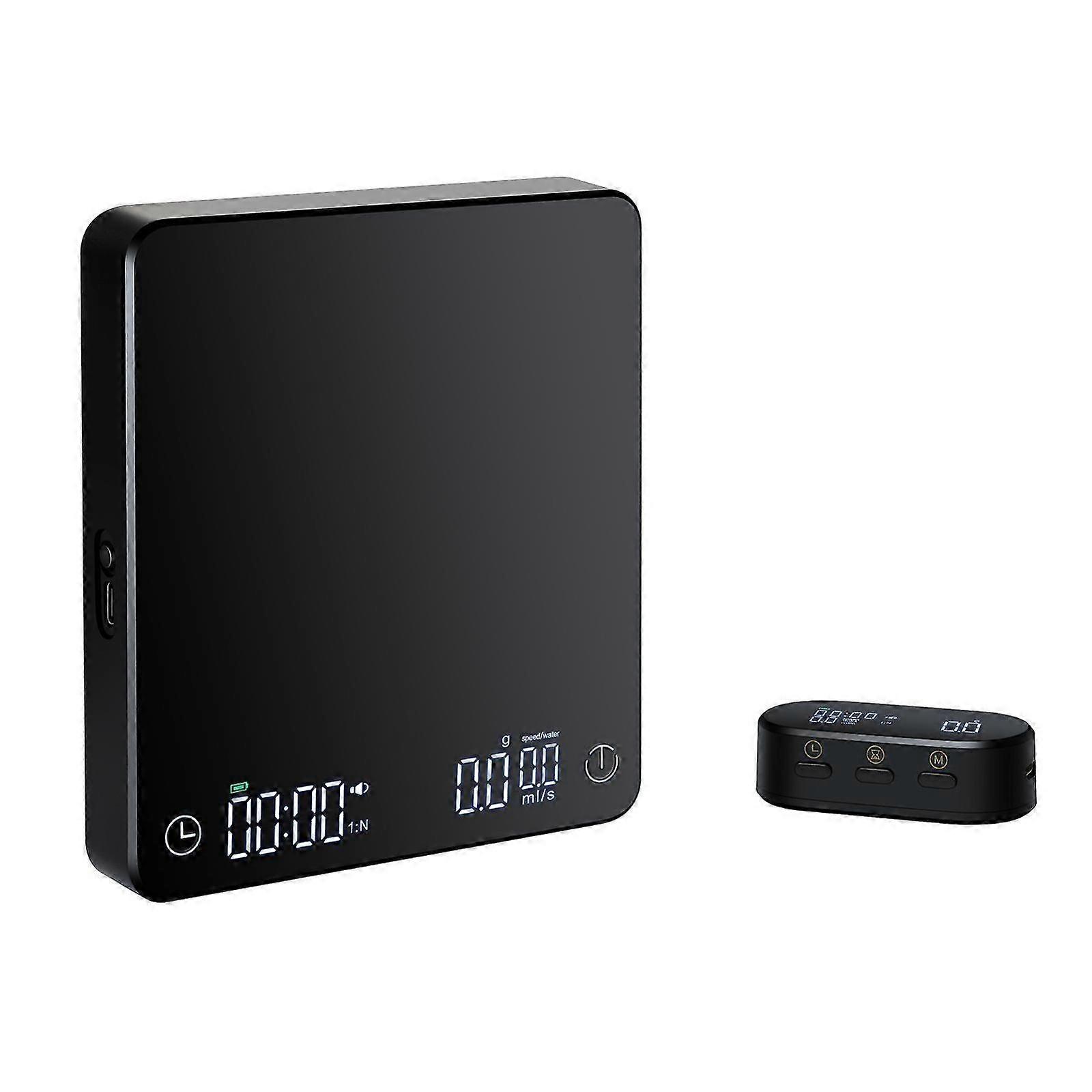Digital Coffee Scale Wireless Display Kitchen Scale 5kg/0.1g USB Rechargeable Multifunction Timer Tare Function Four Brewing Modes Black Built-in Lith
