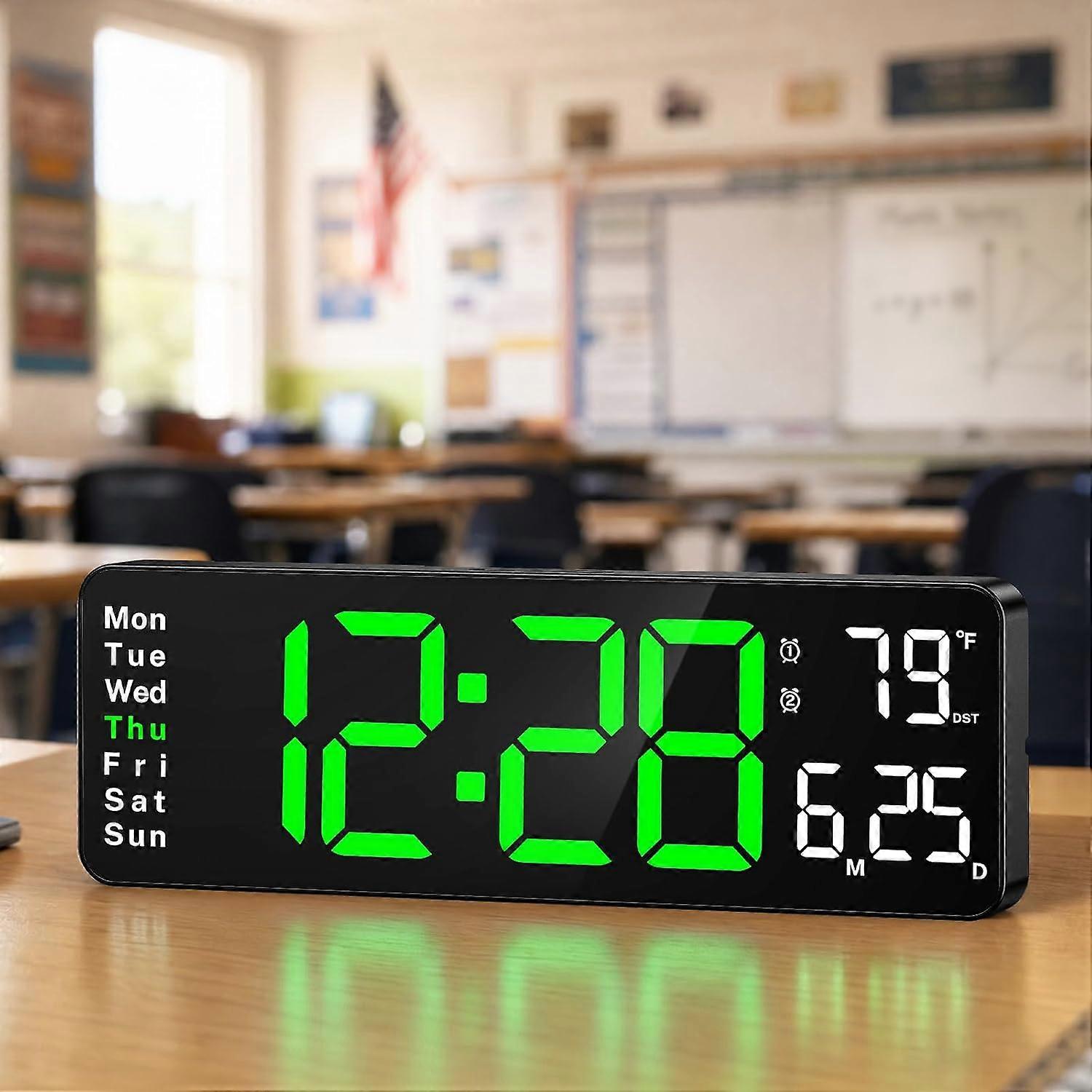 Digital Wall Clock for Classroom, 13" Digital Clock Large Display