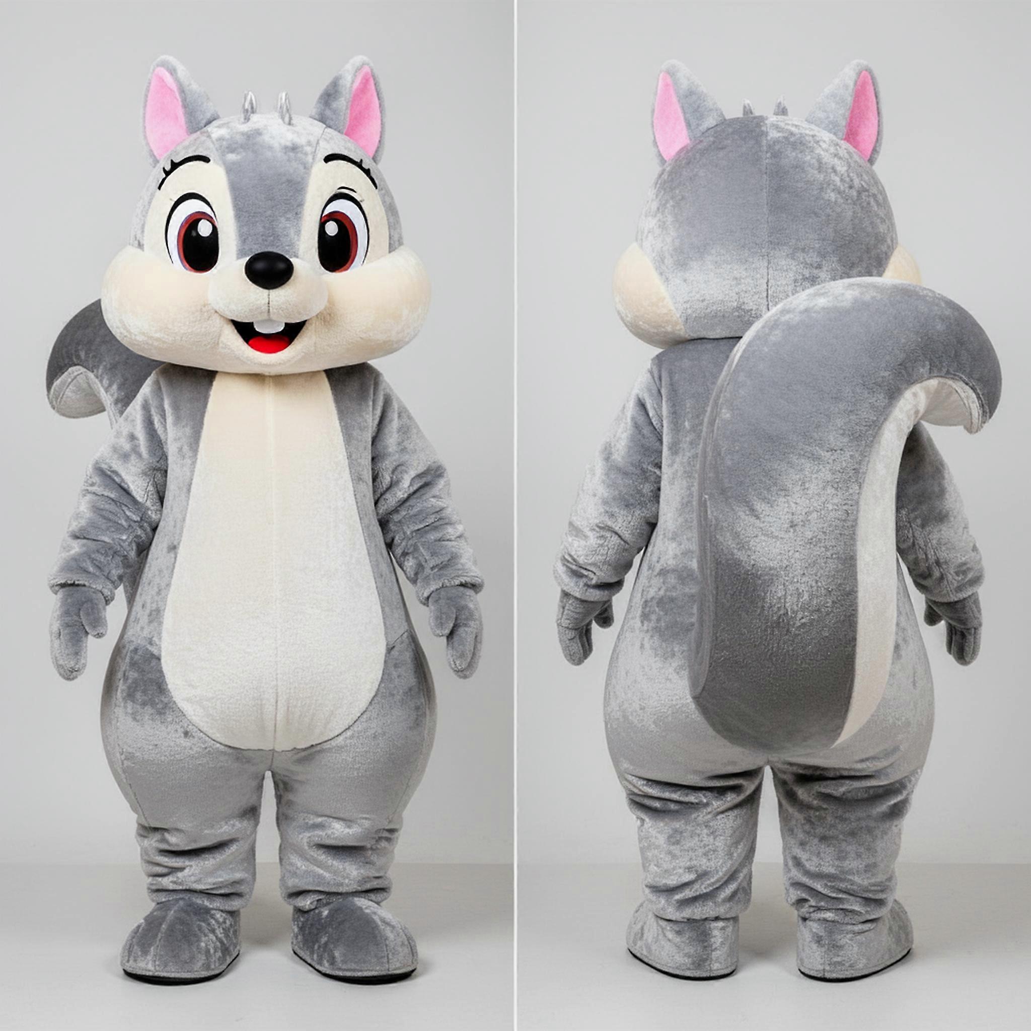 MASTICOT Silver Velvety Squirrel Mascot