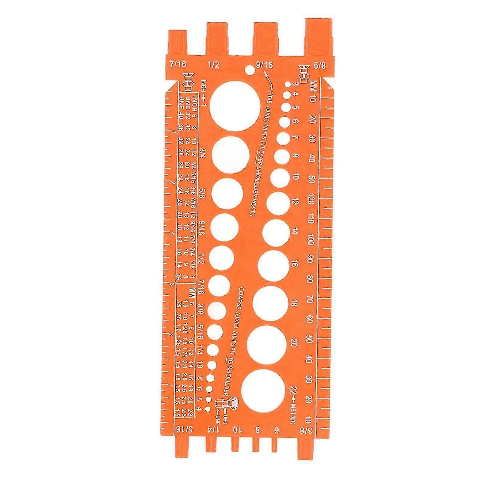 Nut Bolt Screw Gauge Multi Functional Inch Metric Quick Identification Nut Bolt Thread Checker compatible with Workshop Garage Orange