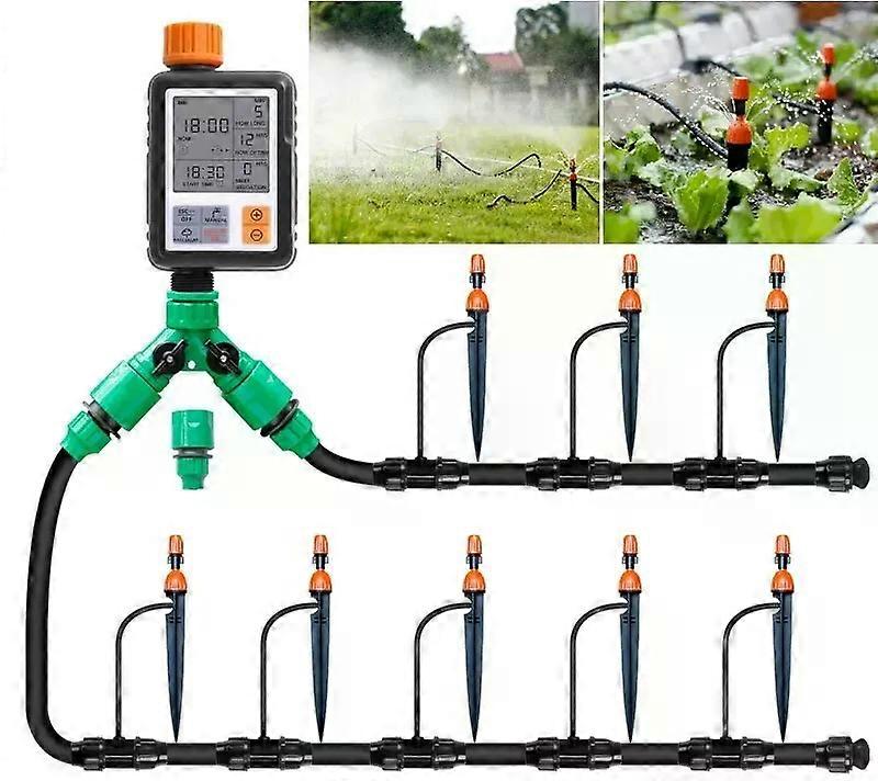 Automatic Digital Electronic Water Timer System Garden Double Outlet Irrigation Watering Timer Controller Without Battery