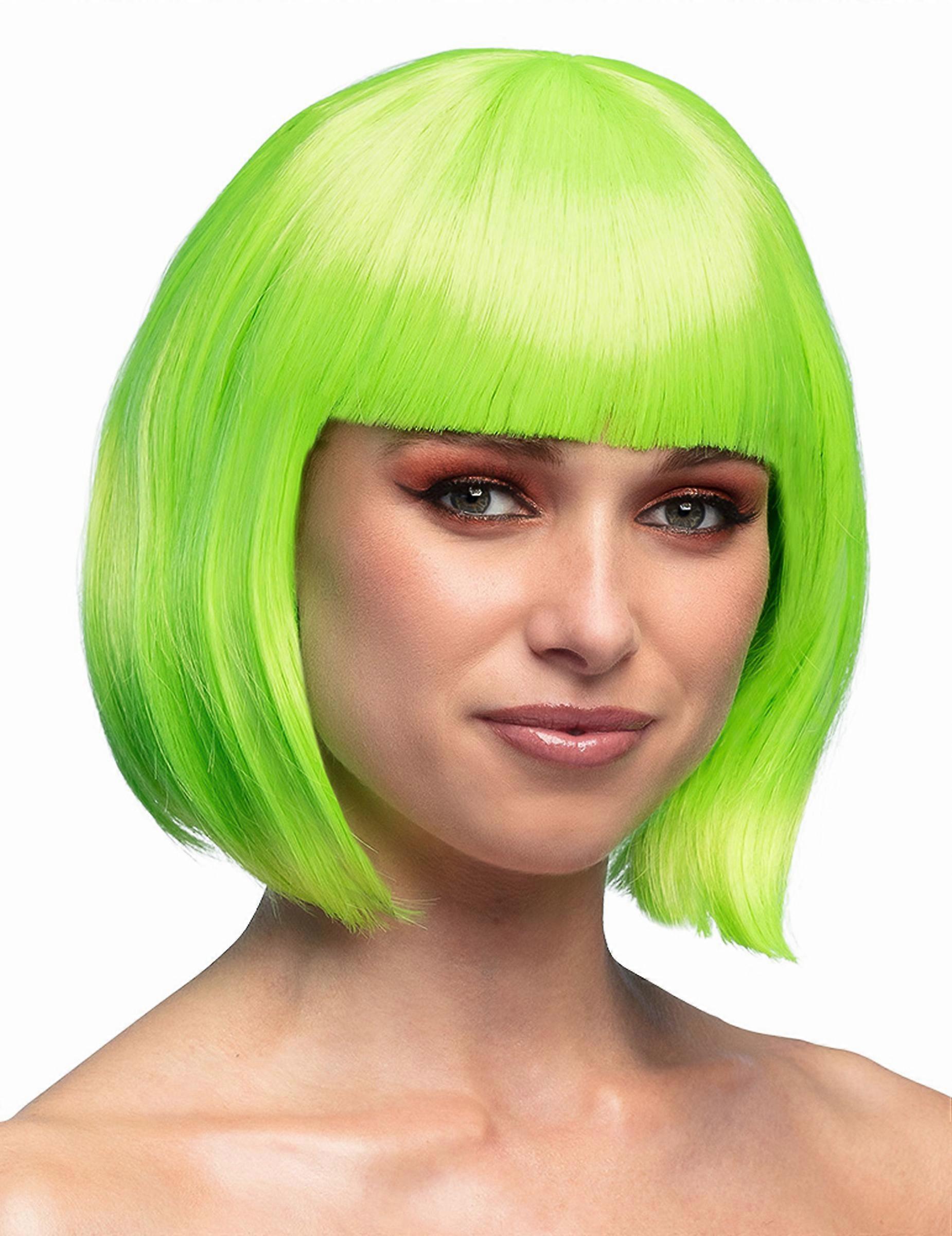 Perruque courte verte fluo femme