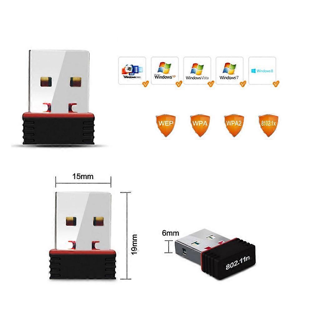 Wireless Adapter USB Wireless Network Mini Pc WiFi Adapter 5Pcs Pack