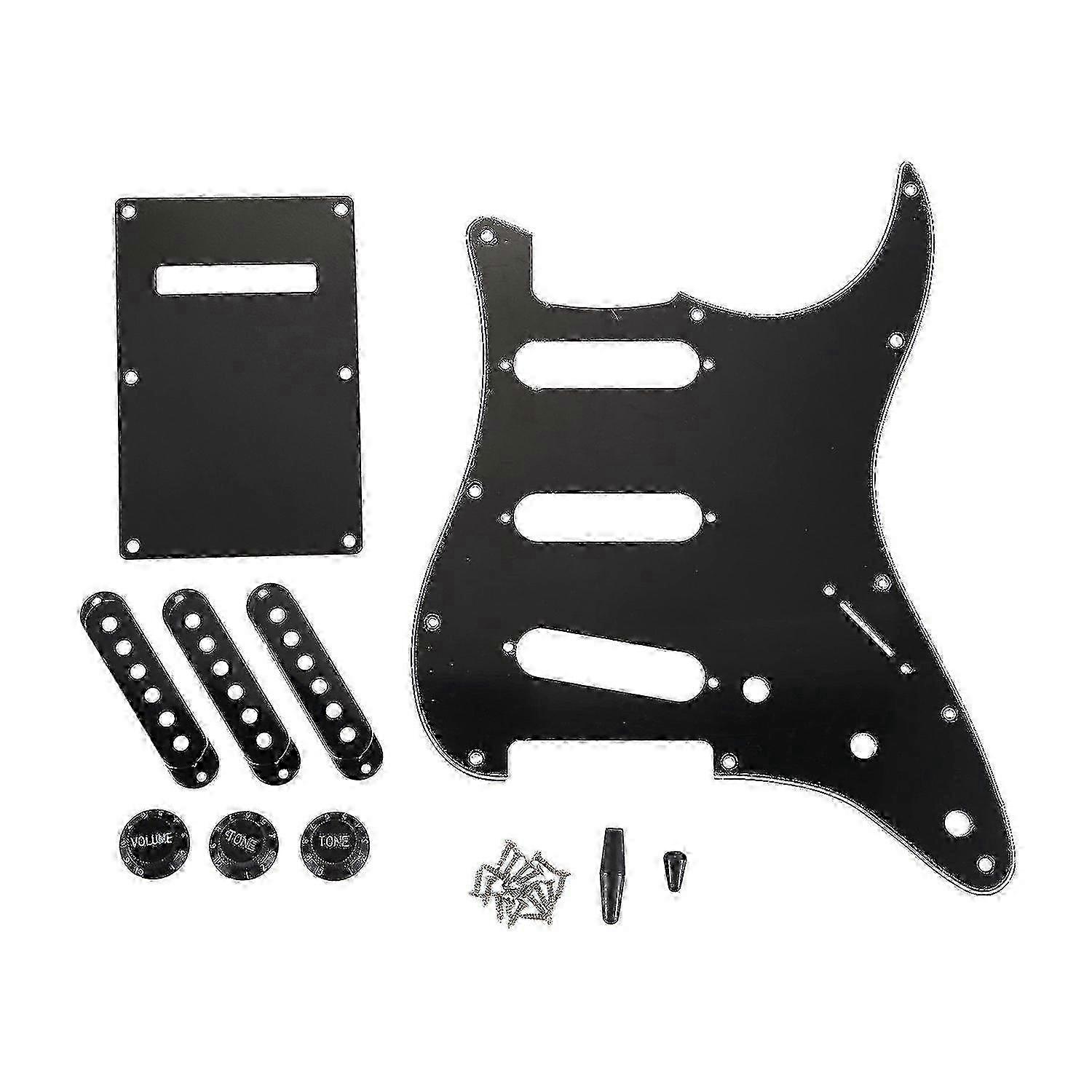 Black ABS+Metal Strat Pickguard Kit